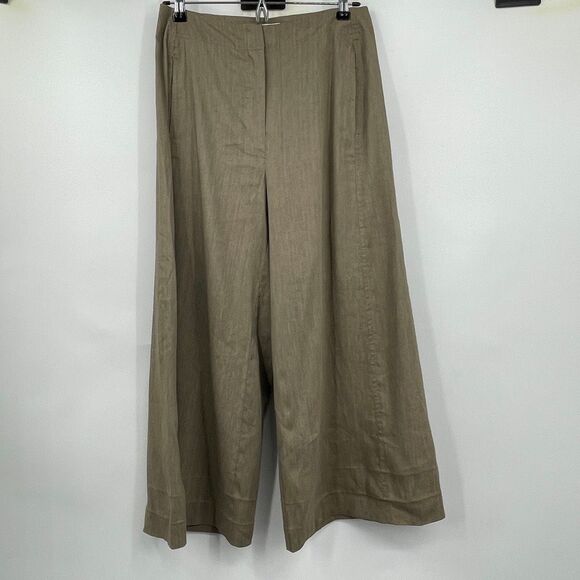 Babaton Tan Relaxed Linen Blend Wide Leg High Waisted Collete Pants Size 8 - Picture 1 of 11